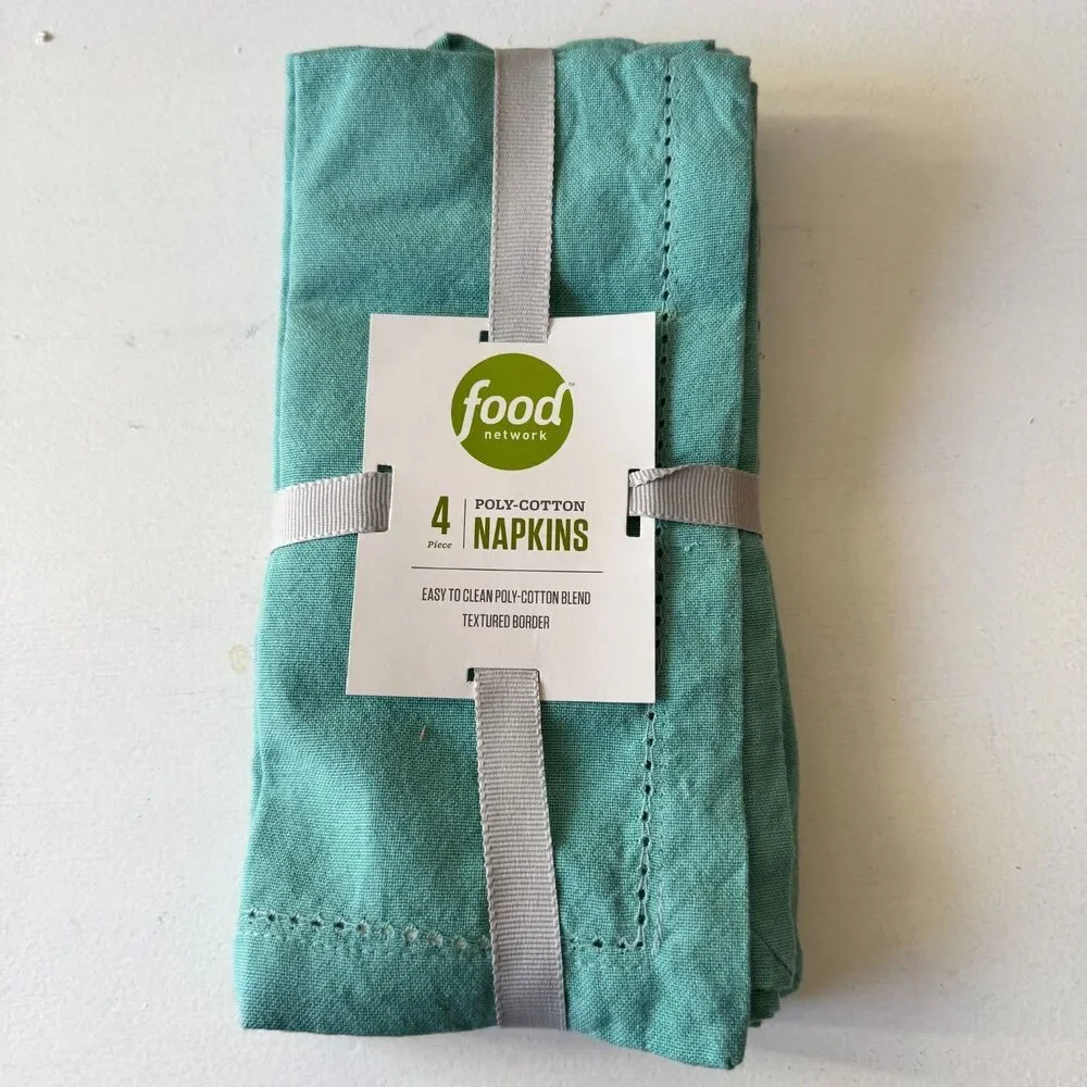 Food Network Napkins Fabric Dinner Set of 4 Woven Blue 20x20